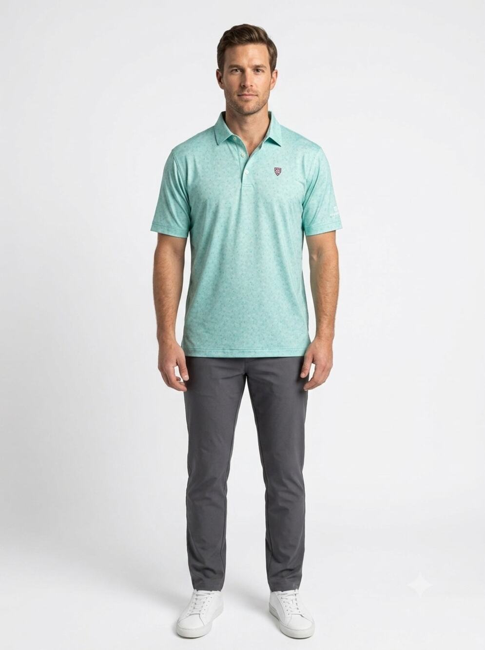 Peter Millar Golf Polo Shirt Mens 2XL Teal Blue Micro CGA Crest Embroidered Logo